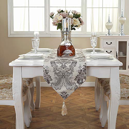 テーブルランナー，現代高級布アートテーブルフラッグ装飾テーブルクロスは家族の装飾に適用されます テーブルクロス (サイズ : 33*180CM) (灰色)