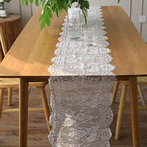 35 * 300センチメートルヨーロッパの白い糸のまつげのレーステーブルのフラグ結婚式の結婚式の装飾クリスマスの日のパーティーの装飾
