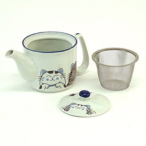 みのる陶器 水晶ねこ カゴ付ポット BL