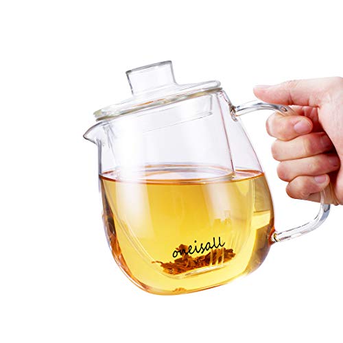 ティーポット ガラス製 2～3人分 直火対応 かわいい 丸い形急須 麦茶 紅茶 ハーブティー 工芸茶 花茶 600ML