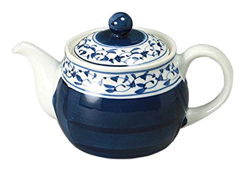 急須 おしゃれ ポット ： 有田焼 ゴス巻唐草 （マジック＆Ｕ茶漉し付）ポット Japanese Tea pot Porcelain/Size(cm) 17.1x10.6x10.5/No:518655