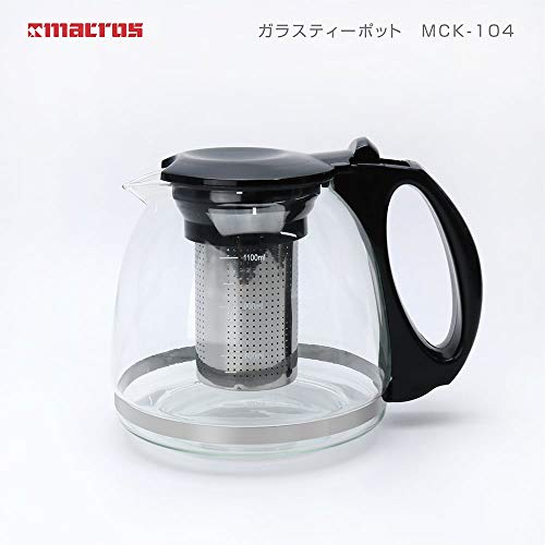 マクロス ガラスティーポット 耐熱ガラス ブラック 1.1リットル MCK-104