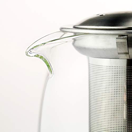 MIA TIME ティーポット 耐熱ガラス 304ステンレス鋼茶こし付き 1100ml 急須 ガラス 緑茶 紅茶ポット 直火用 ティーウォーマー・ラジエントヒーター対応 3~4人用