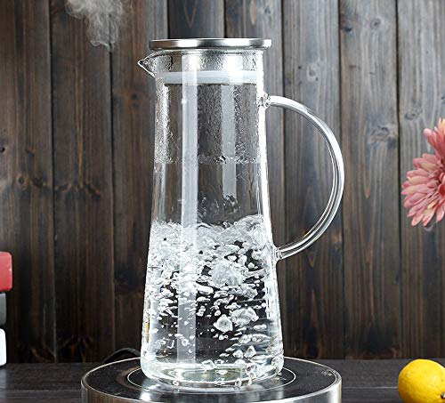 ガラスポット 耐熱ガラスポット 透明ティーポット耐熱冷水筒 ステンレス茶こし付きジャグ おしゃれ きれい お茶/コーヒー/ジュースー入れ可 夏アイテム 1大容量 ギフト (1500ml)