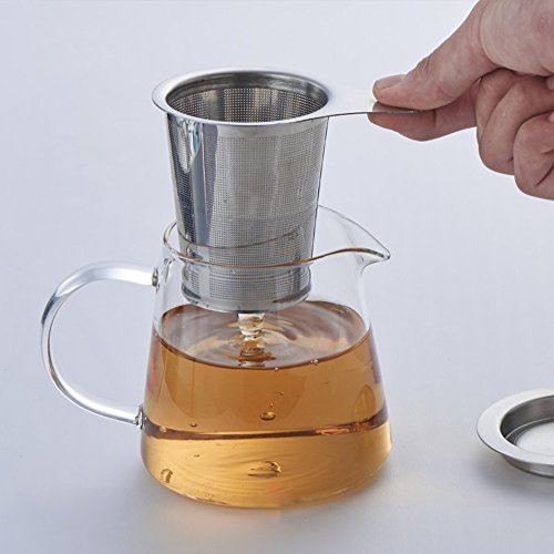 茶こし ステンレス 茶漉し ティーストレーナー 深型 マグ カップ ポット用 お茶フィルター 茶葉濾過 茶溜めカップ 蓋付き 茶こし網 ちゃこし 茶道具 耐熱性 シルバー