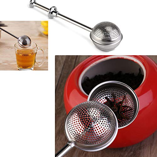PIXNOR 茶こし ステンレス ティーストレーナー ボール茶漉し プッシュ式 茶 葉濾過 超微細メッシュ 耐熱性（シルバー）
