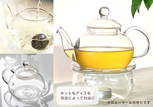 ティーポット 耐熱ガラス 中サイズ 満水：約600ml 茶こし付き 紅茶 電子レンジ対応 シンプル ギフト プレゼント (Amazon出荷)