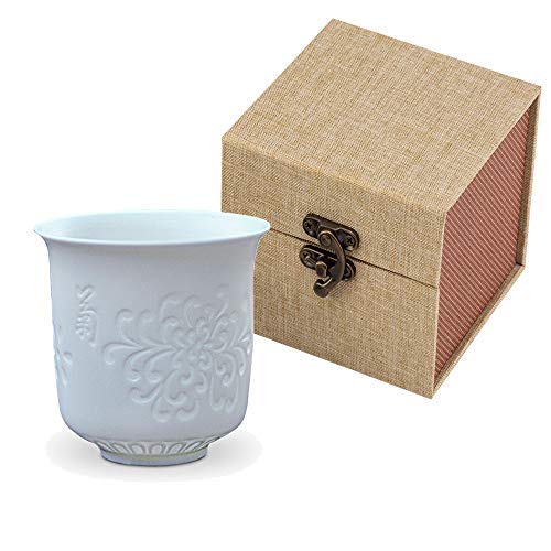 HwaGui - 陶磁茶器 和風煎茶碗 茶道具セット 抹茶茶碗 白磁 茶道具、デイジー