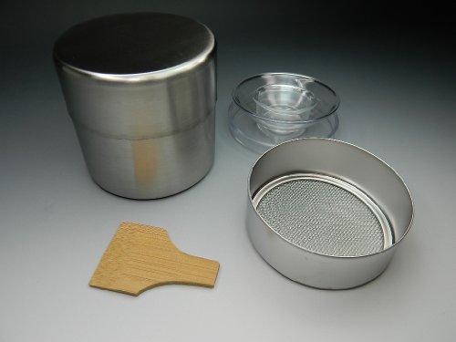 抹茶篩缶セット 大 日本製(新潟県三条産) 上物 上合つき 水屋道具 茶道具