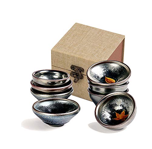 HwaGui - 天目建盞 手作り 茶碗 曜変 中国陶芸 抹茶碗 平口型 茶器ティー用品