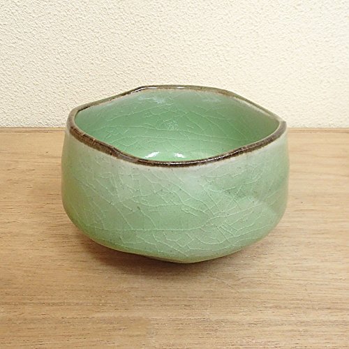 エールネット(Ale-net) 抹茶碗 緑 14×14×9cm 緑釉 抹茶碗