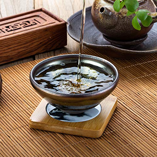 HwaGui - 天目建盞 手作り 茶碗 曜変 中国陶芸 抹茶碗 平口型 茶器ティー用品