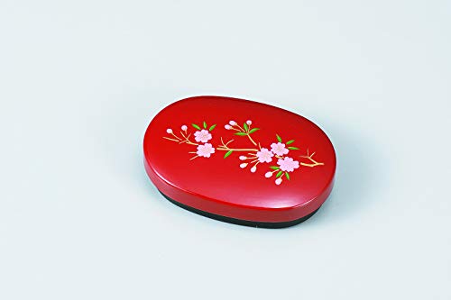 土谷漆器 小判楊枝入 朱 9.5×6.5cm 食卓の小物 桜 34-4702