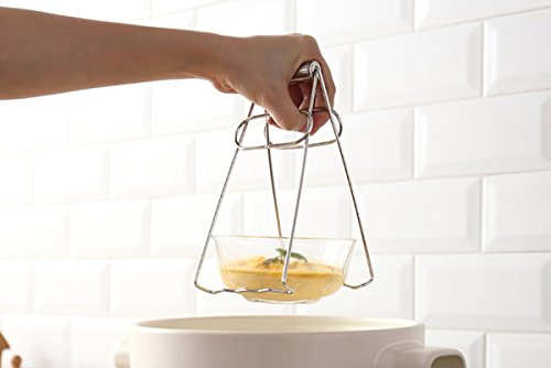 ［HanaHana］茶碗蒸し 器掴み キッチンガジェット 皿ばさみ 蒸し物用トング ステンレスフォルダー (2点セット)