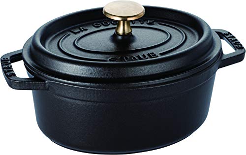 staub ストウブ 「 ココット オーバル ブラック 17cm 」 小さい 両手 ホーロー 鍋 IH対応 【日本正規販売品】 La Cocotte Oval 40509-482