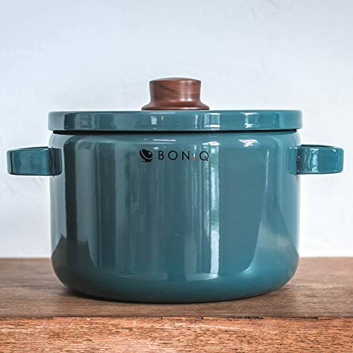 BONIQ ホーロー鍋 キャセロール ２２cm ５.６L (スモーキーブルー)