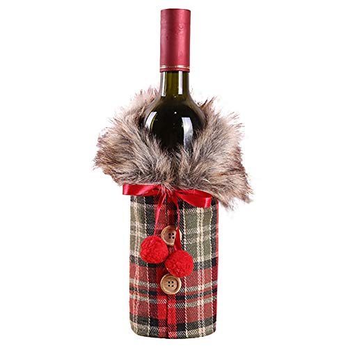 QYonline-JP ワインボトルカバー ボトルカバー ワインカバー クリスマス飾り クリスマスパーティーグッズ アイデア商品 クリスマス (赤色)