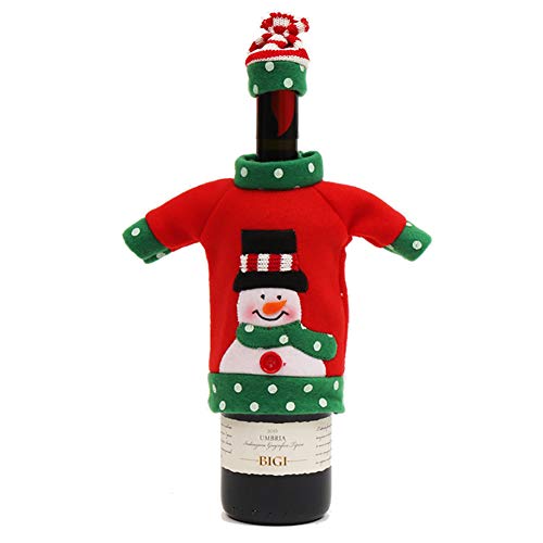 QEES クリスマス ワインボトル飾り クリスマスワイン ワインボトルカバー クリスマス飾り ボトル保護カバー クリスマス風 ワインバッグ ボトルバック かわいい サンタワ 小物ポーチ ギフト袋 (スノーマン)