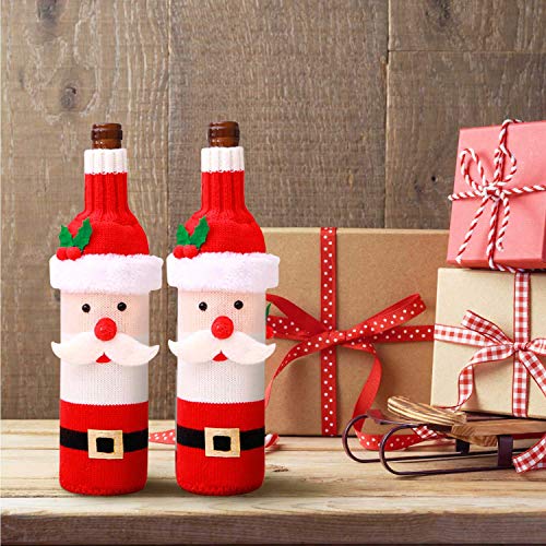 HULISEN ワインボトルカバー クリスマス 飾り カップカバー付き ２枚セット (サンタクロースｘ2)