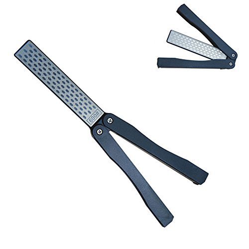 両面研ぎ石#400/#600 KangTeer ナイフ削り折りたたみポケットダイヤモンドストーン、ナイフはさみ削りを維持するキッチン、スポーツナイフ、屋外のキャンプのためのキッチン鋏