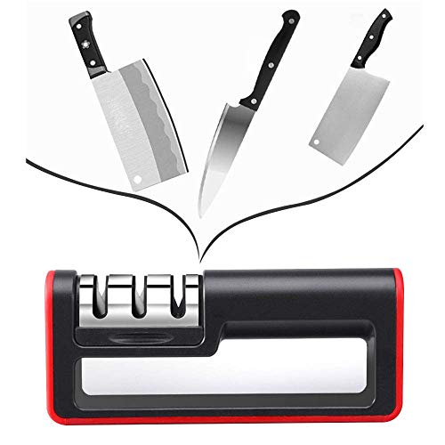 手動ナイフ研ぎ器、Hepatton削り器プロフェッショナルナイフプロフェッショナル3-in-1滑り止めベースあらゆるサイズの家庭用ナイフのための人間工学に基づいたデザイン