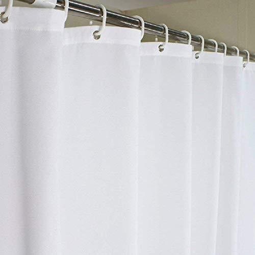 Shopdp シャワーカーテン バスカーテン 浴室 防水 防カビ PET ポリエステル 素材 カーテンリング付属 取付簡単 ホワイト (幅180×高さ200cm)
