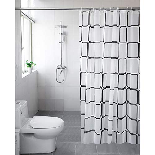 QINGMU シャワーカーテンPEVAの大きい正方形のシャワーカーテン150×180 / cm樹脂製シャワーカーテンリングバスルームカーテン防水性とカビ耐性厚いトイレ、バスルーム、衛生パーティションインストールが簡単
