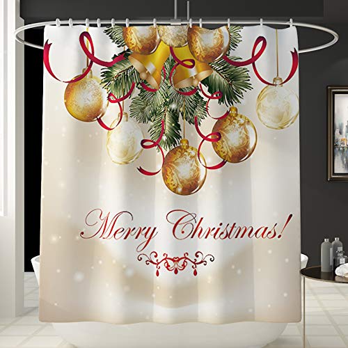 RAZAMAZA バスルームマットセット 蓋カバー&台座マット&バスマット&シャワーカーテン 4点セット 滑り止めゴム付き クリスマスボール 雰囲気作り