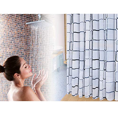 QINGMU シャワーカーテンPEVAの大きい正方形のシャワーカーテン150×180 / cm樹脂製シャワーカーテンリングバスルームカーテン防水性とカビ耐性厚いトイレ、バスルーム、衛生パーティションインストールが簡単