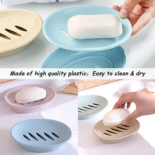 4パック異なる色リムーバブル石鹸水切りプラスチック石鹸ホルダー 浴室用DaKuan石鹸箱容器（ピンク ブルー グリーン カーキ）