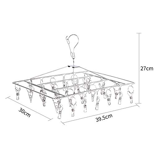ピンチハンガー 物干しハンガー 洗濯物干しハンガー ステンレス 30ピンチハンガー + 20個予備ピンチ 収納便利 靴下 下着 タオルなどの小物対応