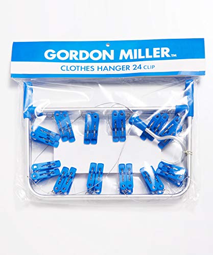 GORDON MILLER ピンチハンガー 24クリップ 物干し 洗濯 ランドリー アルミフレーム ワイヤー 小型 コンパクト ブルー 31351