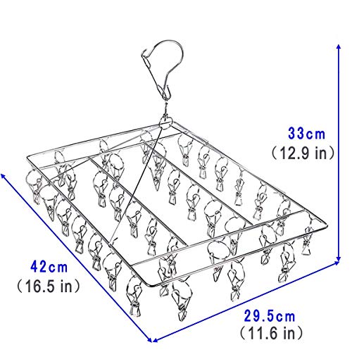 winkong ピンチハンガー 2個セット 30ピンチハンガーと36 ピンチハンガー ステンレス 洗濯 物干し 角型 防錆防風 下着 靴下 360度回転可能