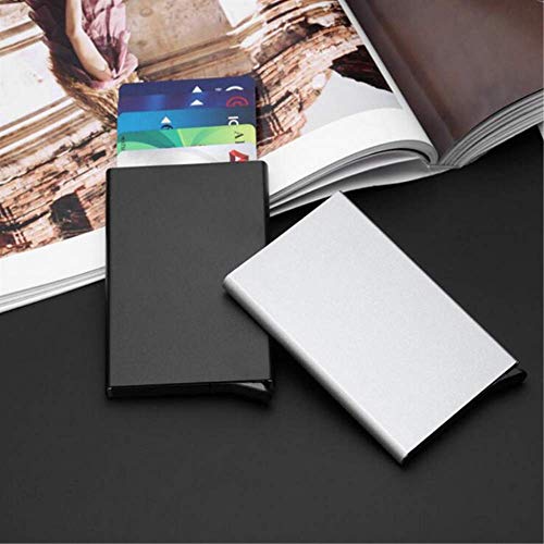 スライド式名刺入れ カードケース 大容量 薄型 磁気防止 RFIDスキミング防止 名刺 カード入れ 丈夫 シンプル 収納ボックス アルミ合金製シルバー