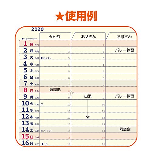 新日本カレンダー 2020年 カレンダー 壁掛け 家庭のスケジュール NK80