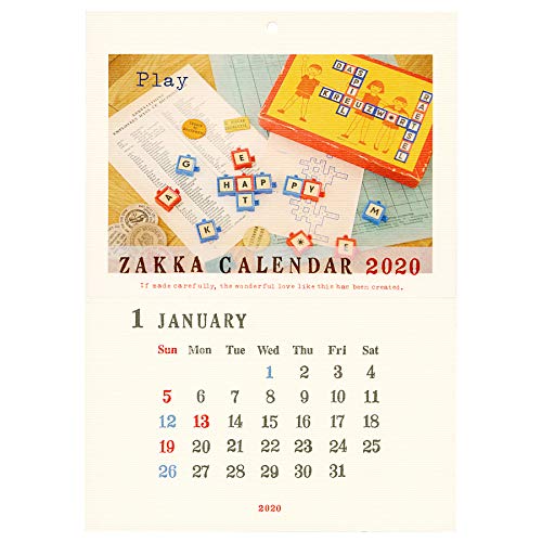 ZAKKAカレンダー 壁掛けタイプ ＜2020年1月から2020年12月対応＞ CP-2001