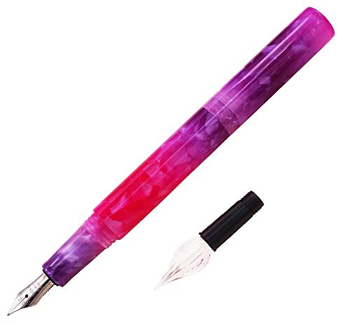 MOONMAN ガラスペン 特殊ペン先 万年筆 ポケット グラデーション紫 アクリル セルロイド 2個カートリッジ