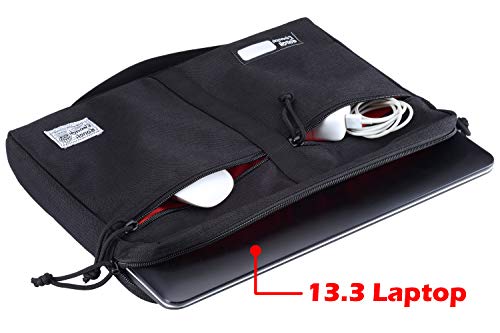 Rough Enough CORDURA 13.3 inches Laptop Tablet Messenger Computer Bag Sleeve Case for Macbook Pro Air Document Briefcase Organizer with Zipper Pockets Compartments for Men Women Business Travel Black