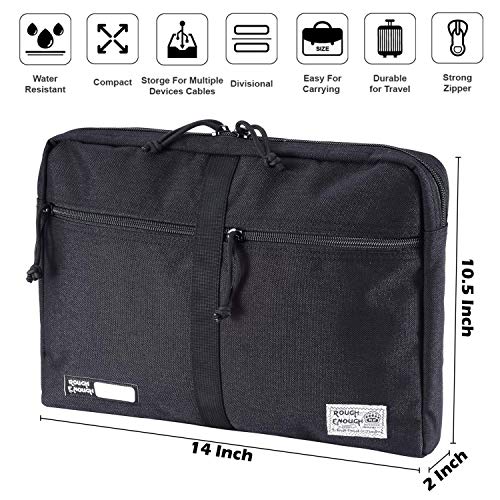 Rough Enough CORDURA 13.3 inches Laptop Tablet Messenger Computer Bag Sleeve Case for Macbook Pro Air Document Briefcase Organizer with Zipper Pockets Compartments for Men Women Business Travel Black