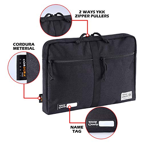 Rough Enough CORDURA 13.3 inches Laptop Tablet Messenger Computer Bag Sleeve Case for Macbook Pro Air Document Briefcase Organizer with Zipper Pockets Compartments for Men Women Business Travel Black