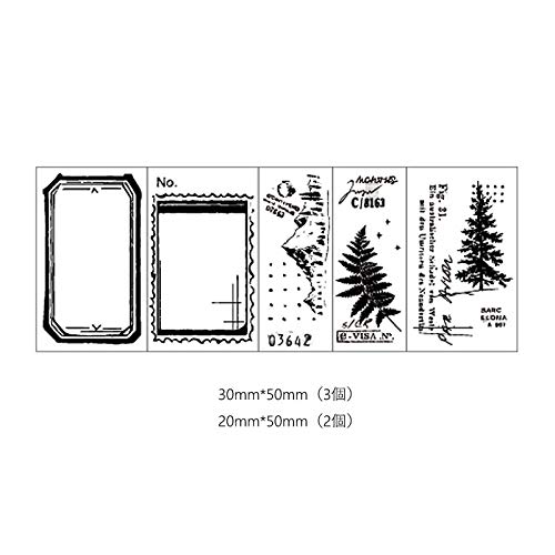 MissOrange『木製ゴム印セット』 シダ 森 山 クリエイティブスタンプセット クラフトカード スクラップブッキング 手帳用 5個セットM-32