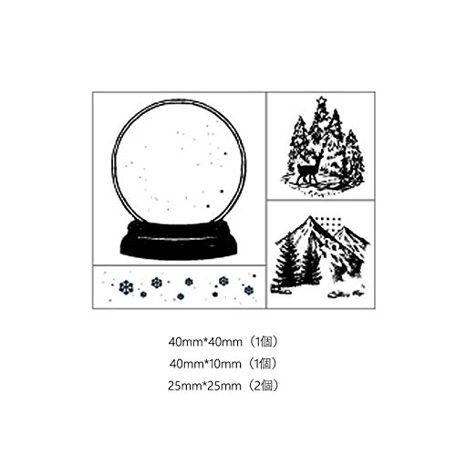 MissOrange『木製ゴム印セット』水晶玉 森 山 クリエイティブスタンプセット クラフトカード スクラップブッキング 手帳用 4個セットM-30