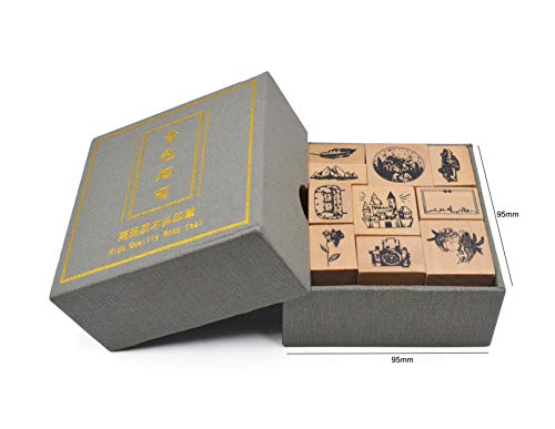 MissOrange『木製ゴム印セット』クリエイティブスタンプセット クラフトカード スクラップブッキング 手帳用 19 個セットM-53 (3-Vintage)