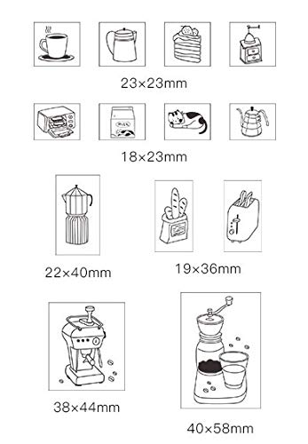 MissOrange『木製ゴム印セット』コーヒー クリエイティブスタンプセット クラフトカード スクラップブッキング 手帳用 13個セット M-10