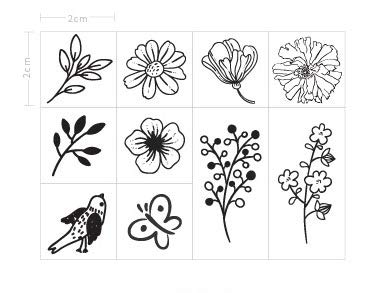 MissOrange『木製ゴム印セット』花のスタンプ クリエイティブスタンプセット クラフトカード スクラップブッキング 手帳用 10個セットM-16 (Flowers& Leaves)