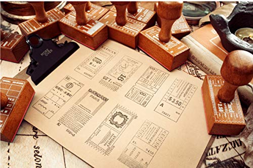 MissOrange 木製ゴム印 シティチケット スタンプ クリエイティブスタンプセット クラフトカード スクラップブッキング 手帳用 M-37 (Paris)