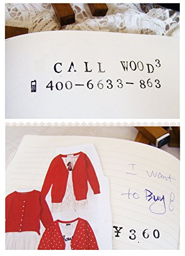 (サーカス) CURCUSレトロな木製ボックス入り スタンプ 英語 はんこ ダイアリー クリスマスカード ポストカード 用 スタンプインク台+巾着袋セット (活字体(数字+天気28個))