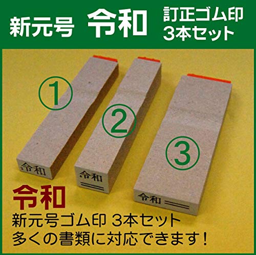 新元号 令和 訂正 ゴム印 ３本 セット 消し棒付き 改元 スタンプ