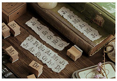 MissOrange『木製ゴム印セット』英語 月 木製日付スタンプ クリエイティブスタンプセット クラフトカード スクラップブッキング 手帳用 12個セット M-56