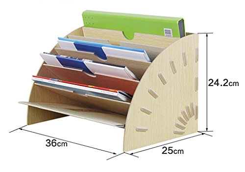 扇形 ファイルボックス 多機能 卓上収納 6段 ファイルスタンド 書類ケース 新聞/雑誌/A4ファイル/フォルダー/書類入れ レターケース 木製 机上用品 整理整頓 オフィス 文房具DIY 収納ボックス 小物整理 デスク 収納ラック おしゃれ 組み立て 学生 トレー クリーム色